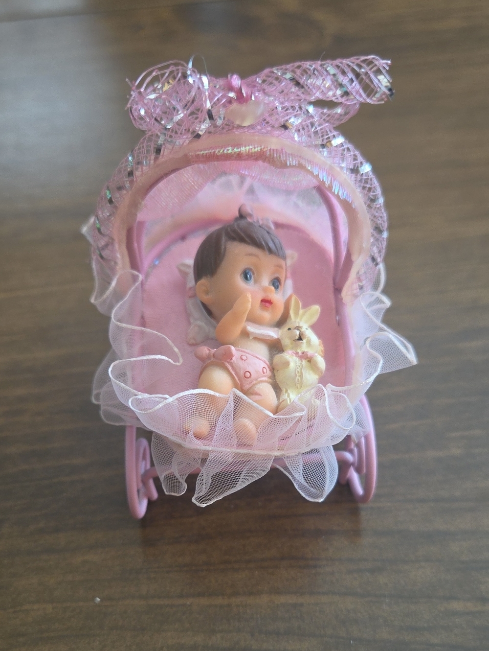 Pink Baby Doll Stroller with Plush Bunny